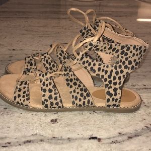 Leopardprint Lace up sandals/ Gladiator sandals